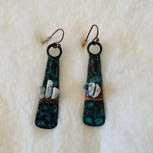 Turquoise & Bronze Brushed Dangles